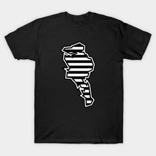 Quadra Island Silhouette in Black and White Lined Pattern - Stripes - Quadra Islandd T-Shirt